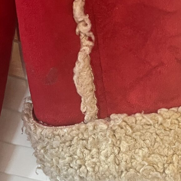 Tasha Polizzi red faux suede coat large sherpa military inspired long - Picture 10 of 16